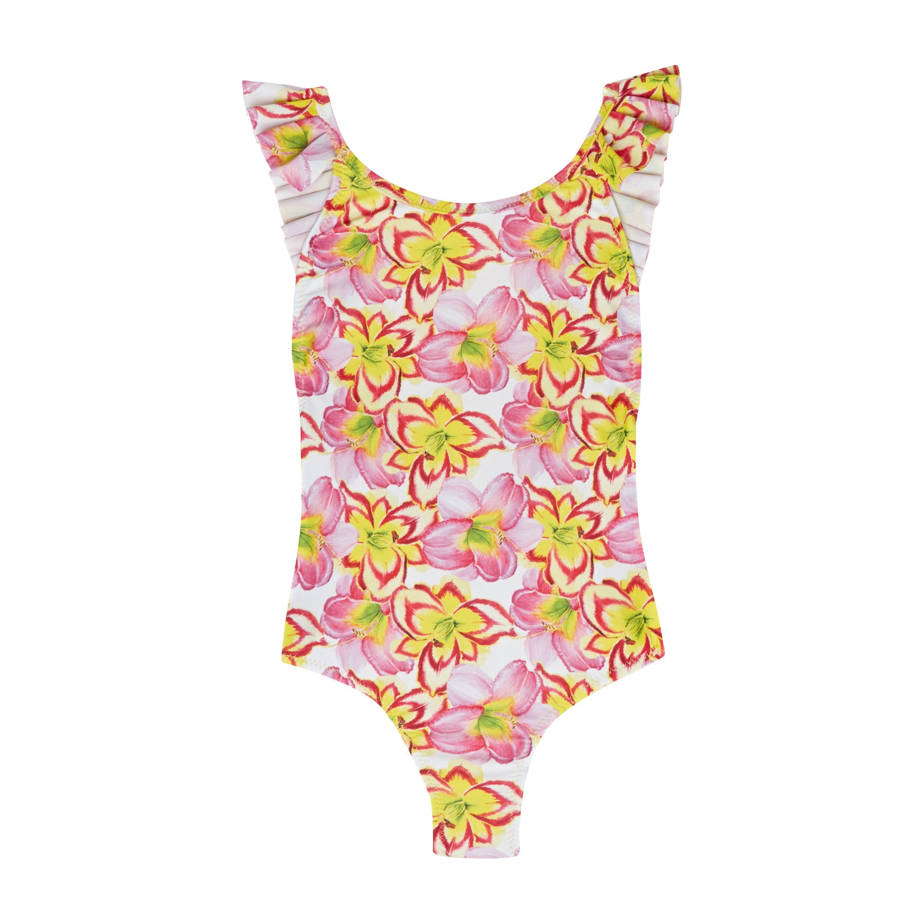 GIRL'S ONE PIECE PLEATED YELLOW LILIES
