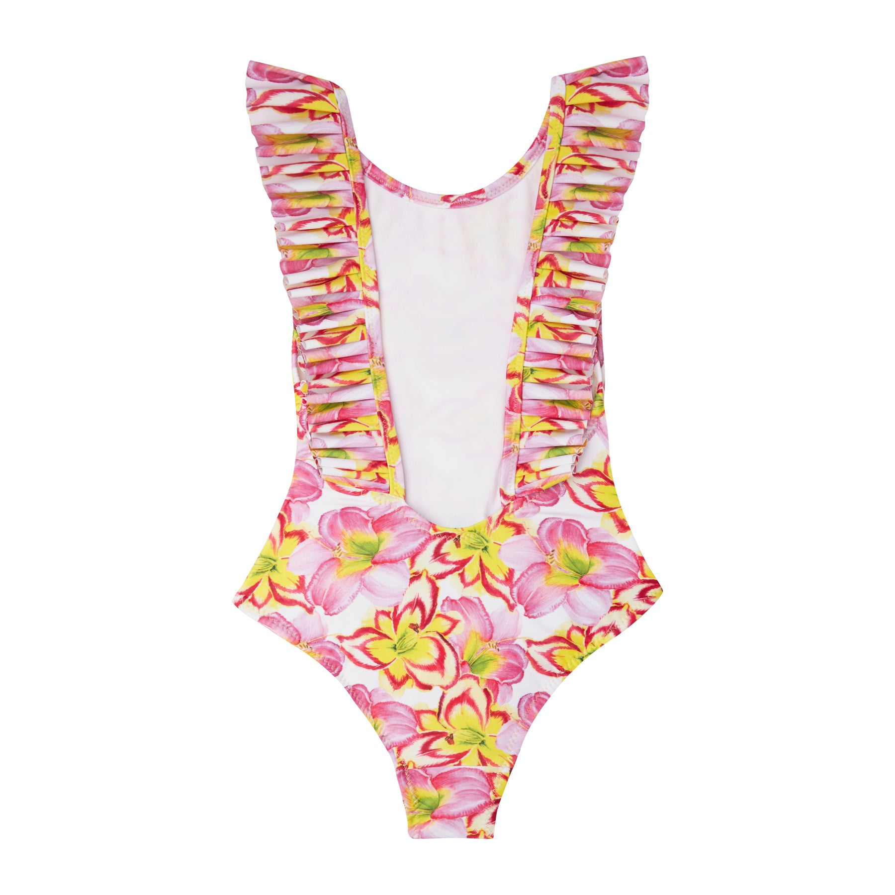 GIRL'S ONE PIECE PLEATED YELLOW LILIES